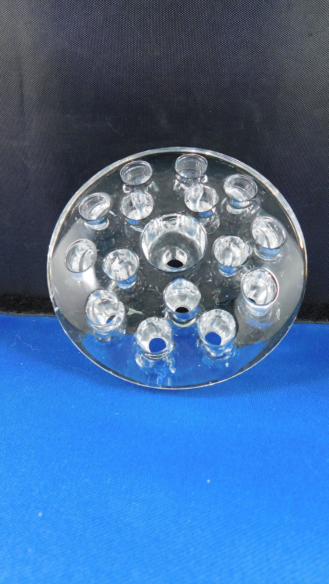 Vintage Clear Glass Frog Flower Floral Stem Holder Vase Domed Etsy