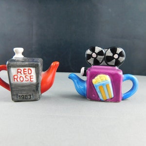 Red Rose Miniature Decorative Teapots Movies reels & phone Rare