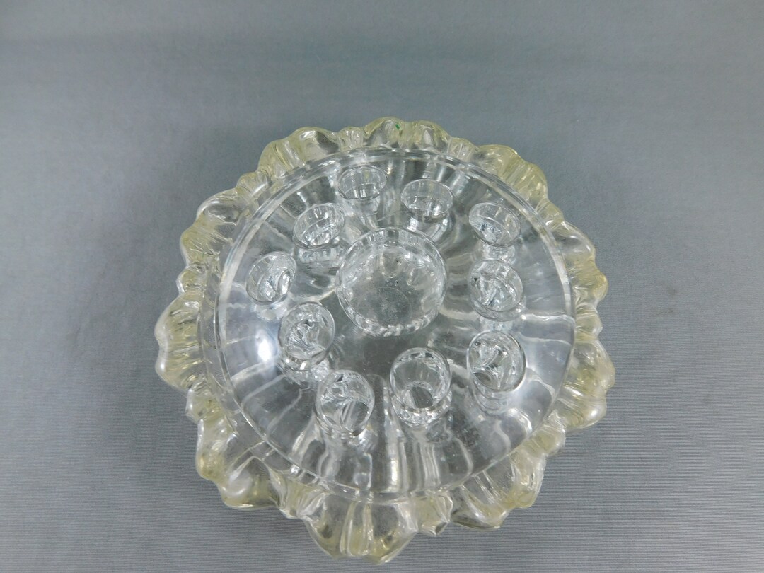 Vintage Glass Flower Frog 11 Holes Etsy