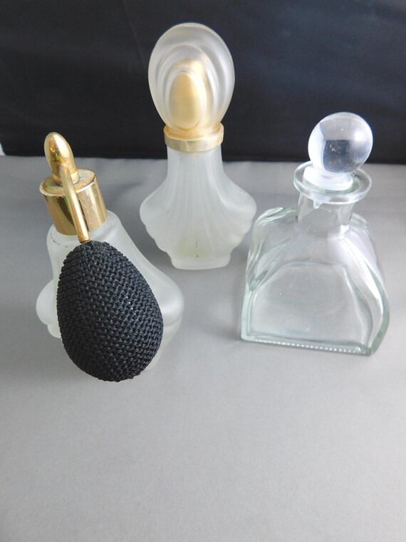 Set of 3 Vintage Glass Perfume Bottles