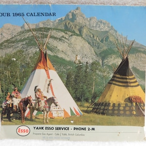 Vintage Esso 1965 Company Wall Calendar, Teepee/Chief RARE
