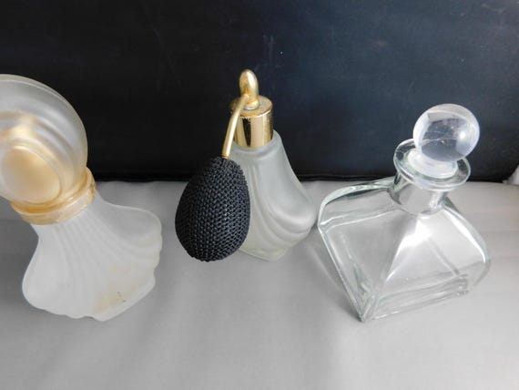 Set of 3 Vintage Glass Perfume Bottles View 2
