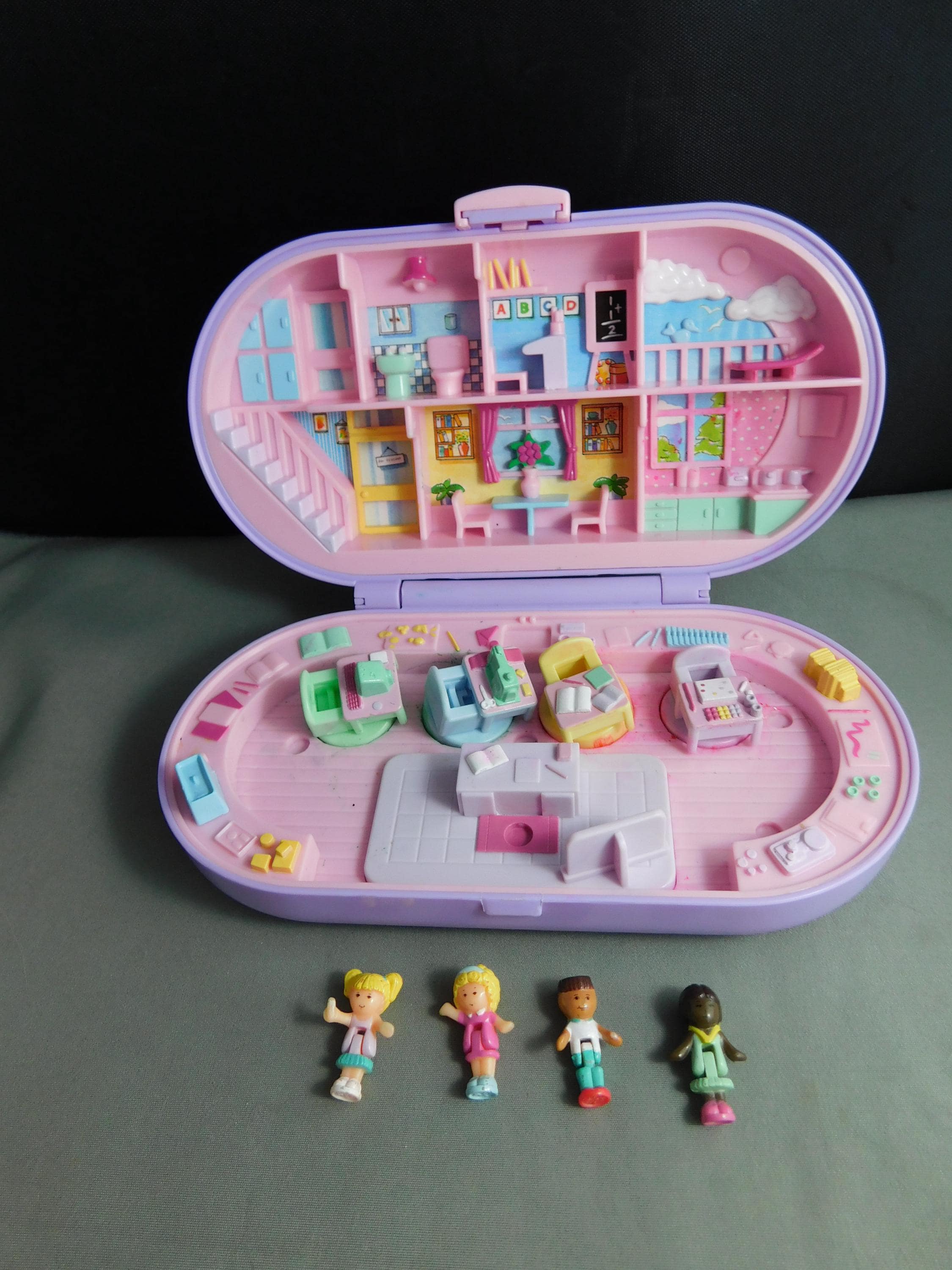 Vintage Polly Pocket Bluebird 1992 Stampin' School Complète With Stamps
