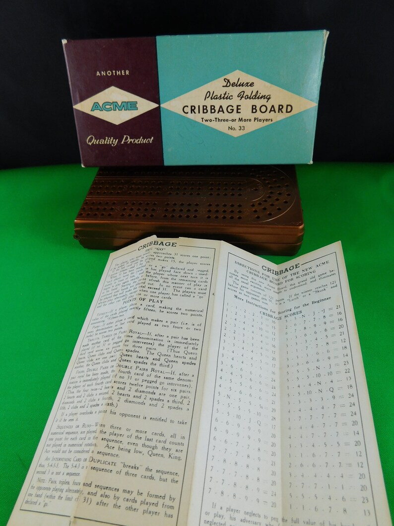 Acme Vintage Deluxe Plastic Folding Cribbage Board No 33 With Etsy