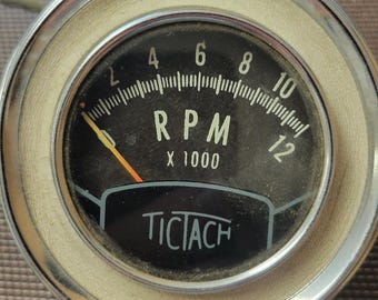 Vintage Westach Tictach 4 Cylinder Tachometer Gauge Chrome case