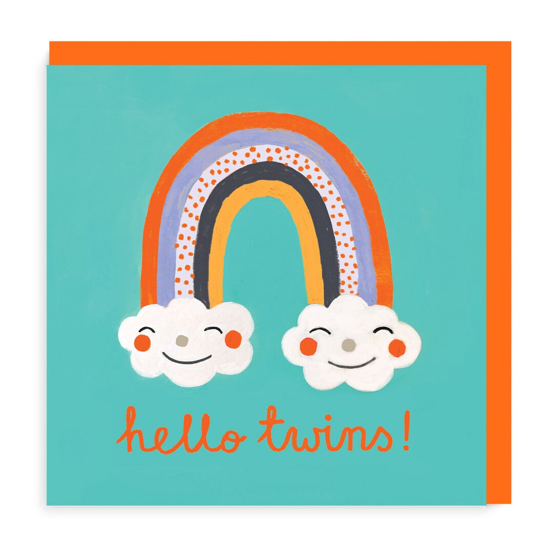 New Baby Twins Greeting Card, New Baby, Cloud Rainbow Etsy
