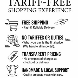 Puede incluir: Un gr&aacute;fico informativo en blanco y negro para Jannat Rugs titulado Weave Your Dreams. Enumera beneficios como compras sin aranceles, env&iacute;o gratuito, sin impuestos, precios transparentes, productos hechos a mano y apoyo local.