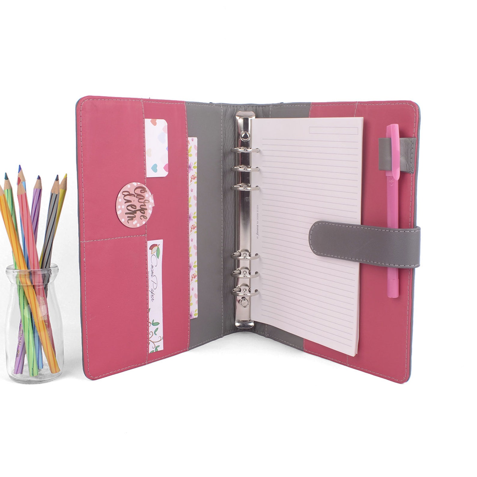 CREW A5 Leather Ring Binder Planner 6 Ring Lots of Etsy