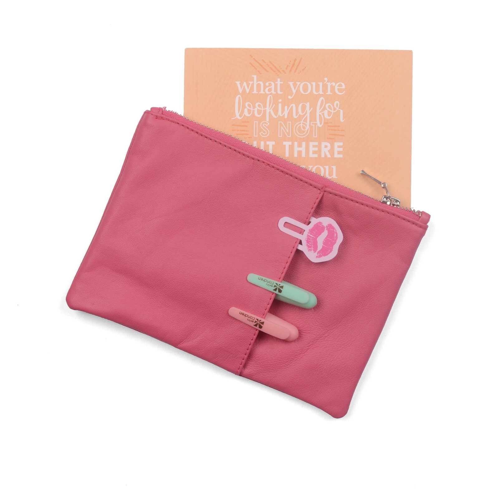 ROSE Leather Planner Pouch / Accessory Organizer Pouch Bag. Etsy