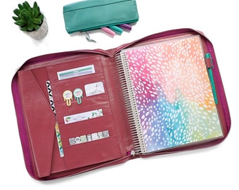 PEARL Zippered Large Planner Cover for 8.5" x 11" Coil Bound Planners- Metallic Red