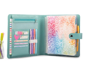 LAYLA 7x9 Planner Cover for Coil Bound / Discbound Planners like Erin Condren- Turquoise