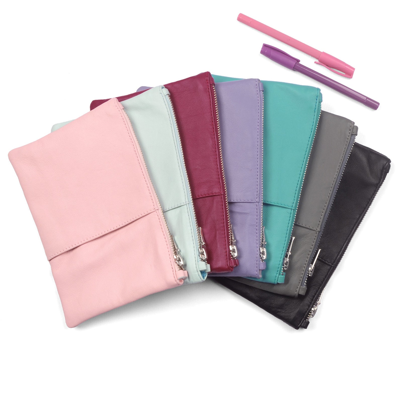 ROSE Leather Planner Pouch / Accessory Organizer Pouch Bag. Etsy