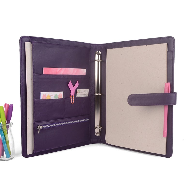 READY TO SHIP Purple Maison A4 Leather Ring Binder Planner / Etsy