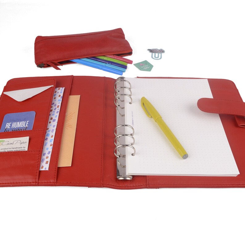 CLASSIC A5 Leather Ring Binder Planner 6 Ring Lots of Etsy