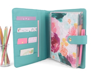 ANGEL 7x9 Planner Cover for Coil Bound / Discbound Planners like Erin Condren- Turquoise