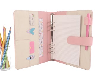 CREW A5 Leather Ring Binder Planner - 6 Ring- Pale Pink