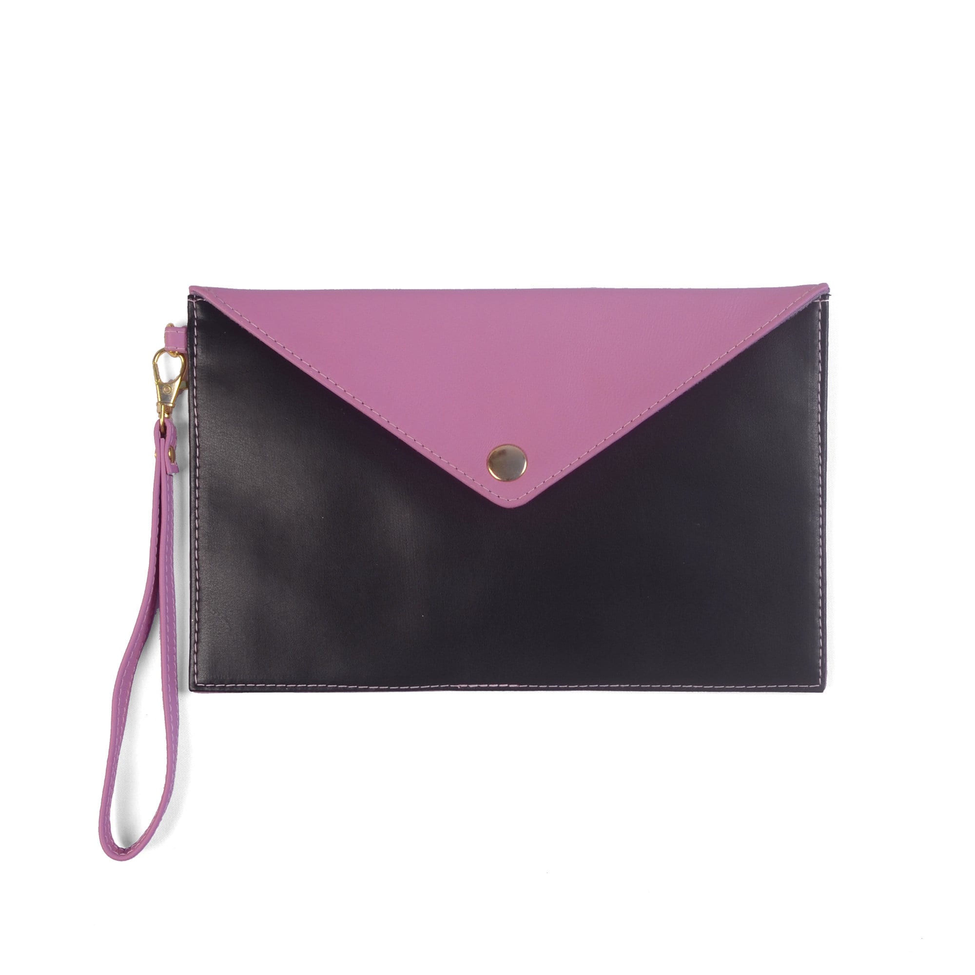 RUBY Leather Organizer Clutch Bag. Snap Closure Suede Lined Etsy