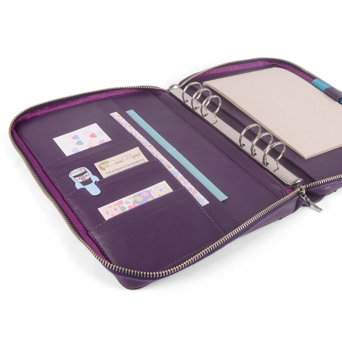 DAWN Zippered A5 Leather Ring Binder Planner 6 Ring Lots of Etsy