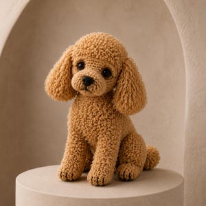 Apricot Poodle Puppy Crochet Pattern: Realistic Curly Dog Amigurumi PDF Tutorial