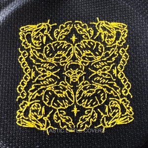 Modern Cross Stitch Pattern PDF - Blackwork Bee - Monochromatic Design - Black Aida - Honeycomb - Geometric - Poppy - Stars - Save the Bees