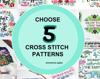 5 Plastic Little Covers Cross Stitch Pattern PDF's - Modern Cross Stitch Pattern Bundle - Projects for Beginners