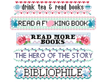Kreuzstich Lesezeichen Muster Bundle PDF - 5 moderne Lesezeichen Designs - Geschenk für Leser - Süßes DIY Geschenk für Buchliebhaber
