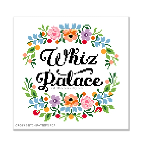 Funny Cross Stitch Pattern PDF - Whiz Palace - Modern Bathroom Decor Parks and Rec New Home Gift