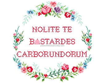 Nolite Te Bastardes Carborundorum Cross Stitch Pattern - Floral Feminist Quote (PDF)