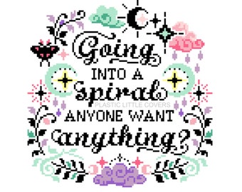 Modern Cross Stitch Pattern PDF - Going Into a Spiral, Anyone Want Anything? - Funny Floral Wreath X Stitch - Beginner Friendly