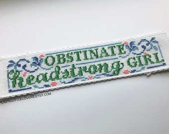 Modern Cross Stitch Bookmark Kit - Obstinate Headstrong Girl - DIY Craft - Feminist Jane Austen Quote - Book Lover - Literary Gift For Her