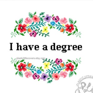Graduation Cross Stitch Pattern – Floral Wreath, Modern DIY (PDF)