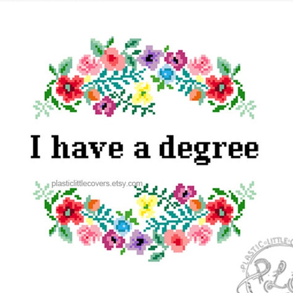 Patrón de punto de cruz de graduación: Corona floral, DIY moderno (PDF)