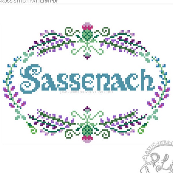 Modern Cross Stitch Pattern PDF - Sassenach - Outlander Inspired Scottish Thistle - Book Lover Gift