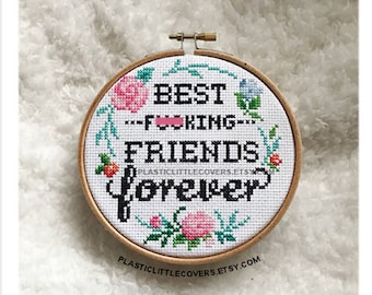 Cross Stitch Pattern PDF - Best F-cking Friends Forever - Gift For Friend - Cute Cross Stitch Valentines Galentines Day - Beginner Friendly