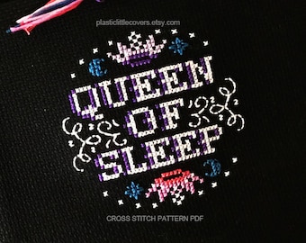 Queen of Sleep Cross Stitch Pattern - Celestial Night Sky (PDF Pattern)