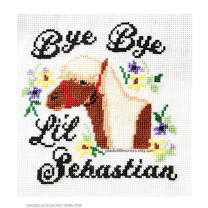 Patrón de punto de cruz moderno en PDF - Lil Sebastian - Cita de Parks and Rec - Caballo X Stitch - Amante de la televisión divertida X Stitch Gift