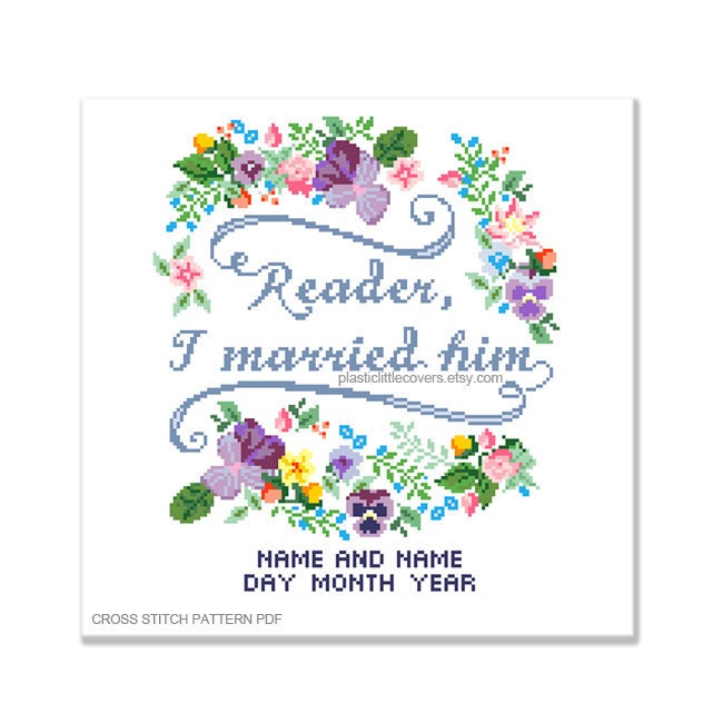 Reader I married him. Jane Eyre Quote Modern Floral Wedding Etsy