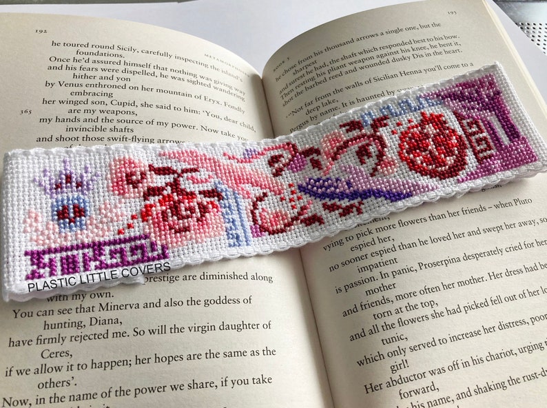 Modern Cross Stitch Bookmark Kit Hades & Persephone Classical Mythology Greek Roman Mythology Literary Gift Idea Book Lover DIY image 4