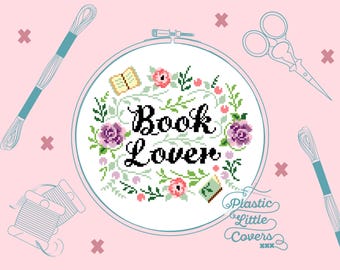 Cross Stitch Pattern PDF - Book Lover - Gift for Readers - Literary Gift - Book Lover Gift - Cute Literary Cross Stitch - Beginner Friendly