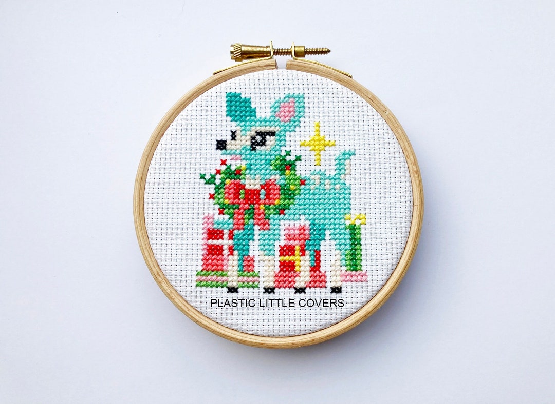 Modern Christmas Cross Stitch Pattern PDF - Festive Deer - Cute Teal ...