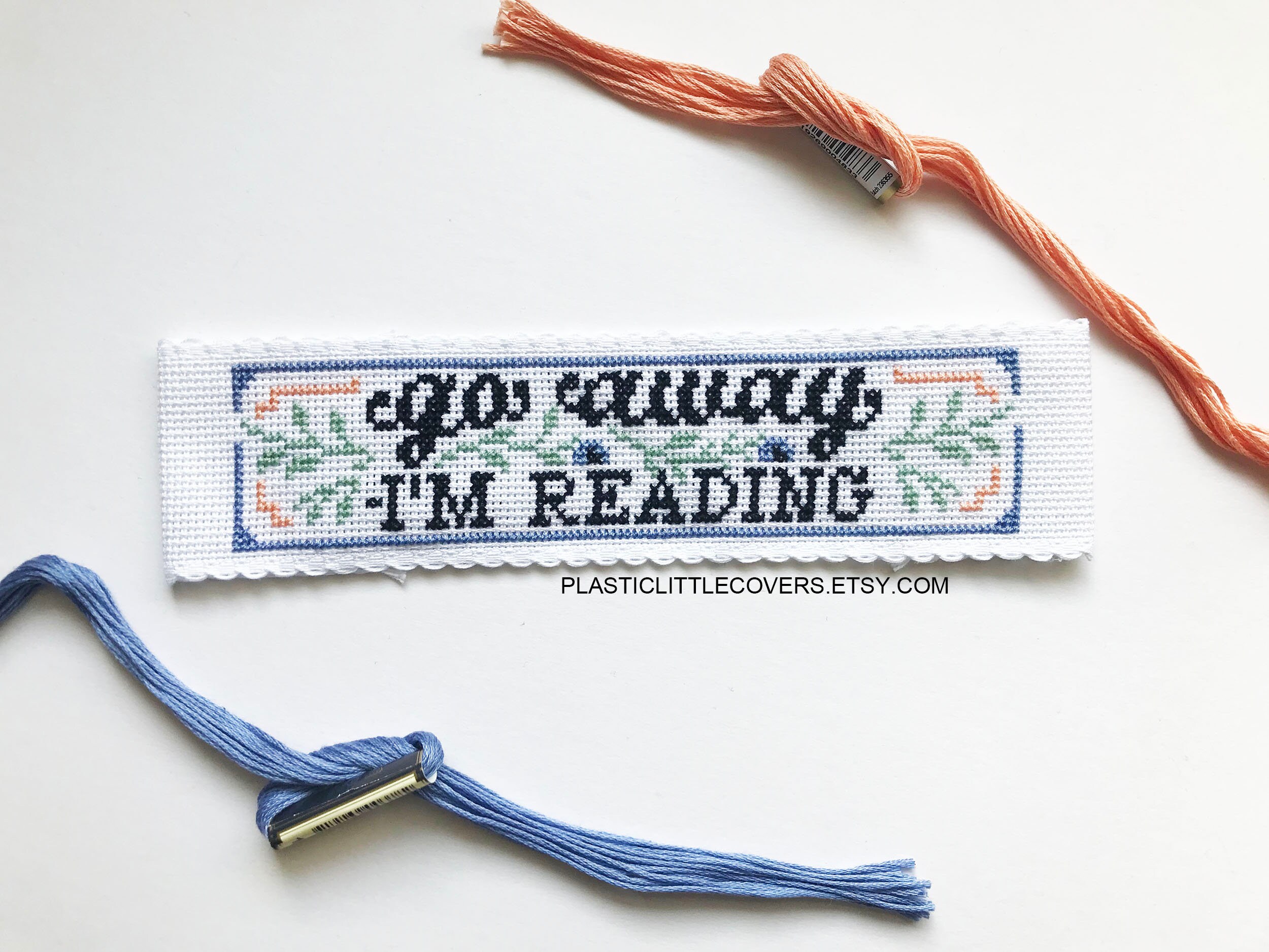 Bookmark Cross Stitch Pattern PDF - Go Away I'm Reading - Modern Book ...