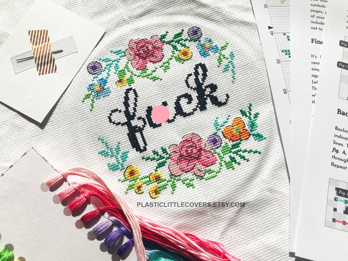 Cross Stitch Kit fck. Modern Floral Counted Cross Etsy UK