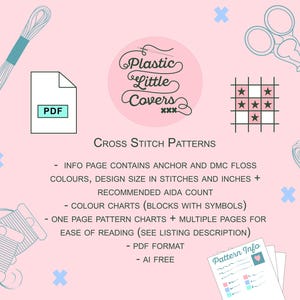 3 Modern Cross Stitch Patterns Bundle – Plastic Little Covers (PDF) image 2
