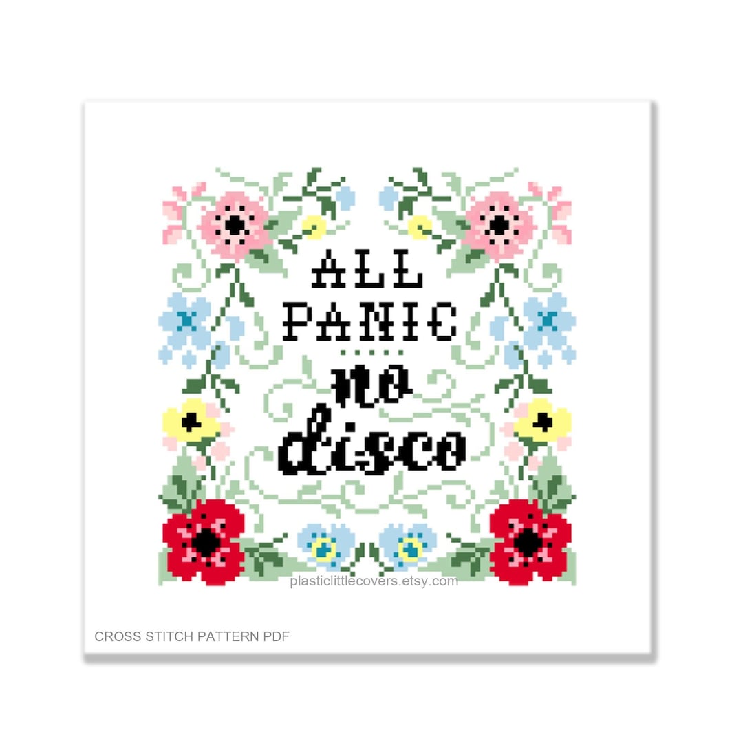 Modern Cross Stitch Pattern PDF - All Panic, No Disco - Floral Ornate ...