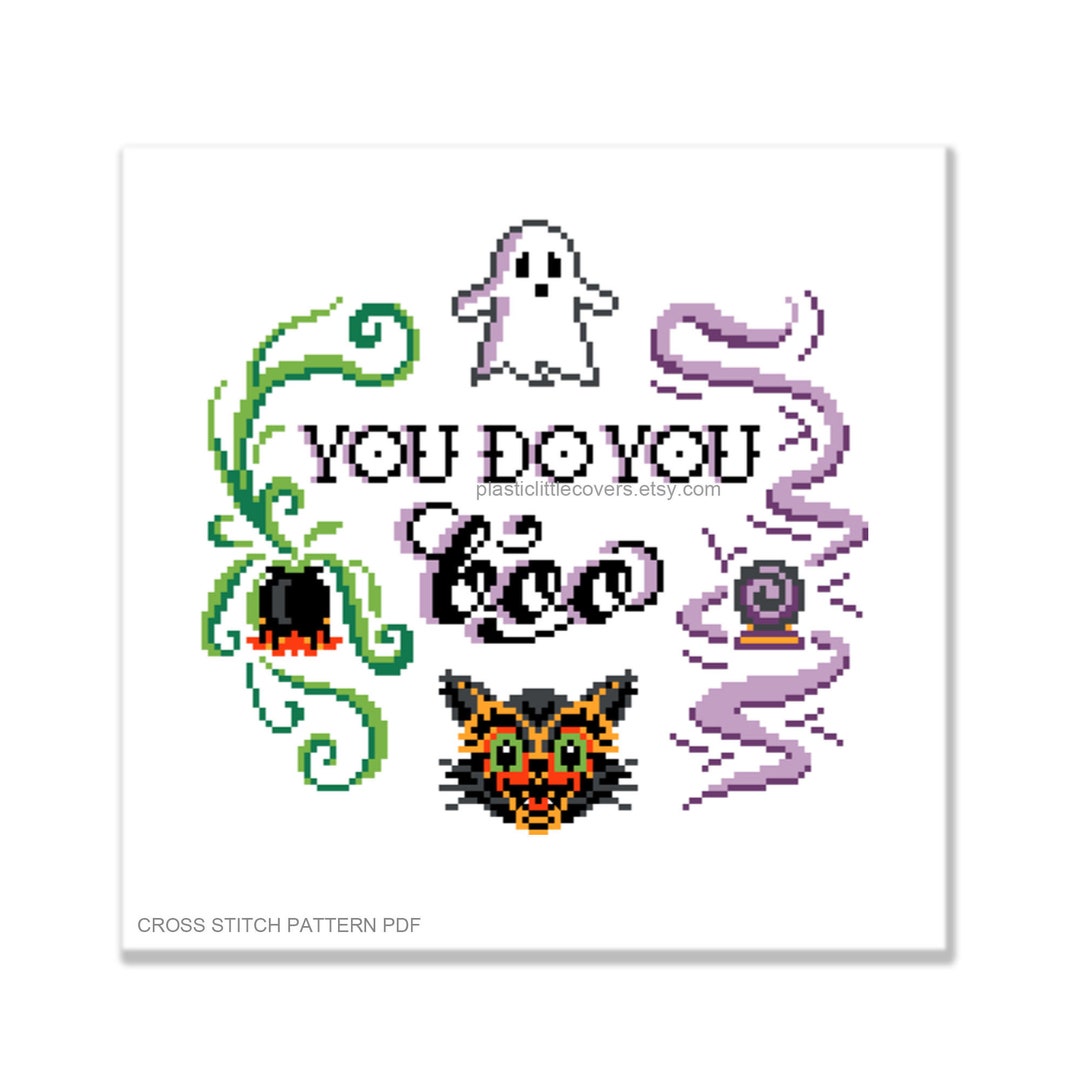 Halloween Cross Stitch Pattern PDF - You Do You Boo - Modern Lettering ...