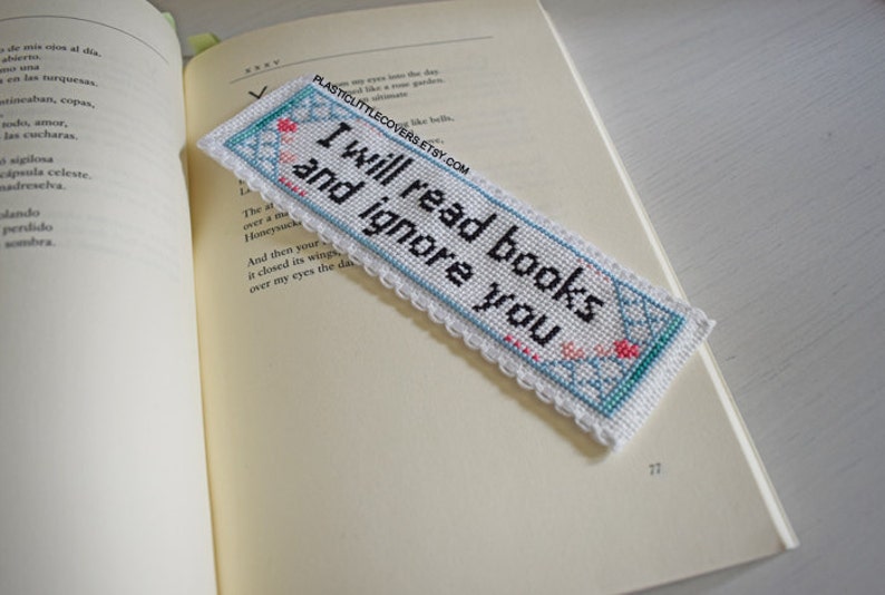 DIY Cross Stitch Bookmark Kit I Will Read Books and Etsy