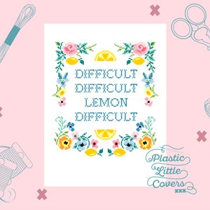 Funny Lemon Cross Stitch Pattern – Floral Office Humor (PDF Pattern)
