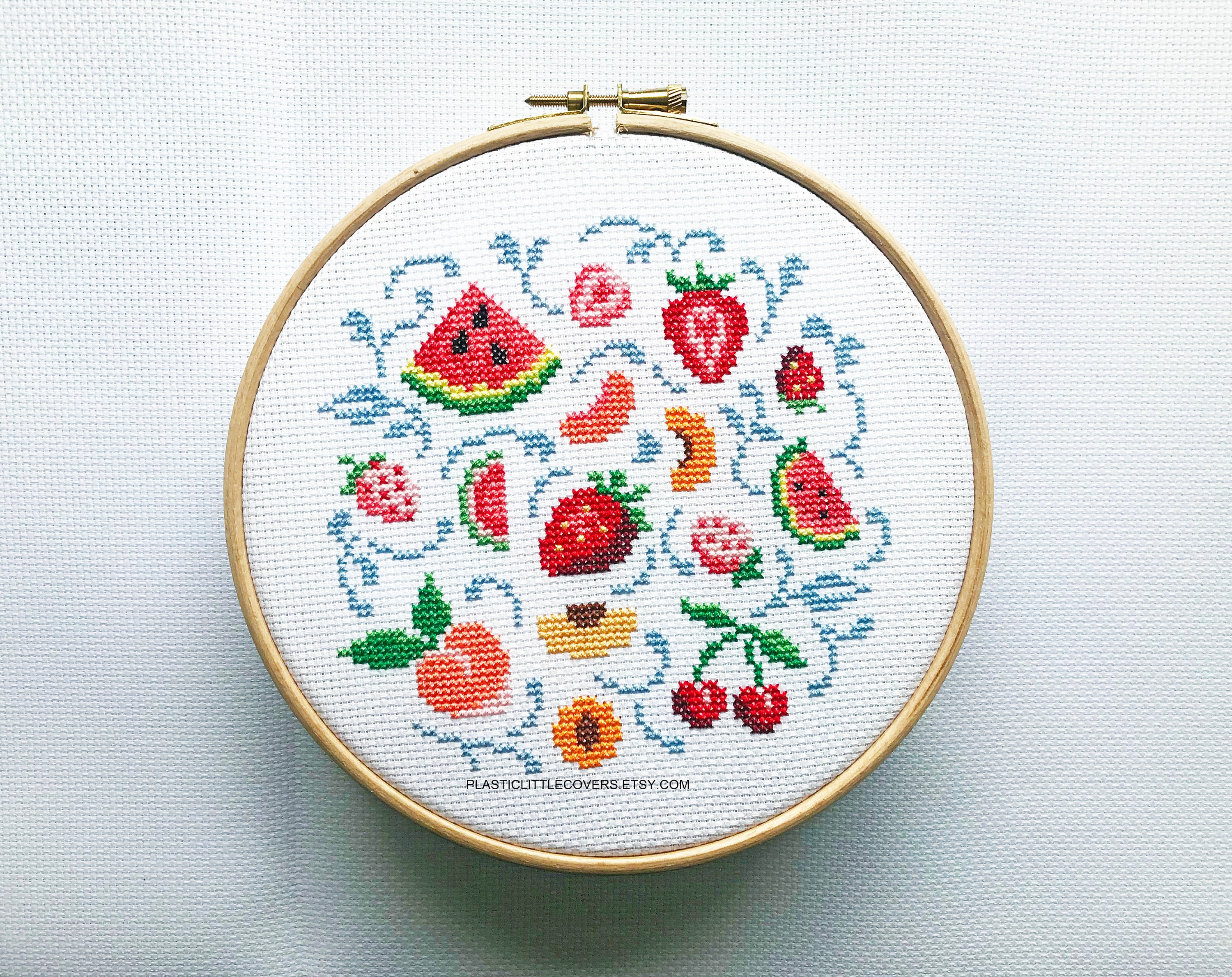 Wingkin Kit punto croce per adulti Fiore di pesco fai da te punto croce stampa complementi arredo casa ricamo artistico ricamo (11CT tela prestampata) 40x50cm