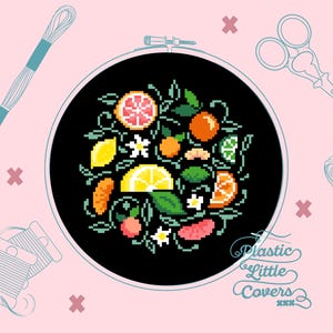 Citrus Fruit Cross Stitch Pattern – Modern Kitchen Decor (PDF Pattern) image 1