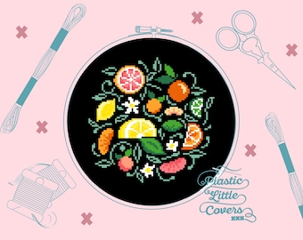 Citrus Fruit Cross Stitch Pattern – Modern Kitchen Decor (PDF Pattern)